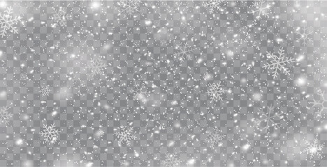 Wall Mural - seamless realistic falling snow or snowflakes. isolated on transparent background - stock vector.