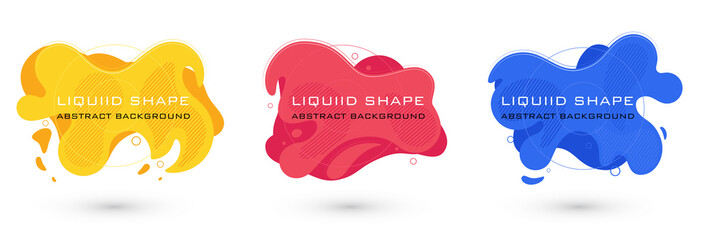 Set of abstract liquid shape graphic elements. Colorful fluid design. Template for presentation, logo, banner. Vector illustration.