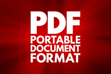 Poster - PDF - Portable Document Format acronym, technology concept background