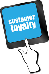 Poster - button keypad key with customer loyalty word