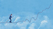 © IKON Images - Businessman walking along graph as tightrope in sky