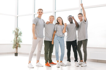 Wall Mural - happy young business team standing in new office