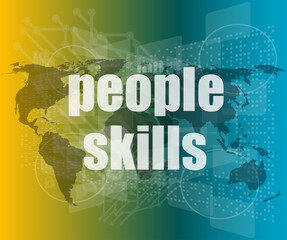 Poster - people skills words on digital touch screen