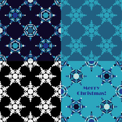 Wall Mural - Set of 4 designs. Christmas decorative snowflakes. Geometrical figure. Seamless background. Boho style. Vector illustration for web design or print.