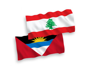 Flags of Lebanon and Antigua and Barbuda on a white background