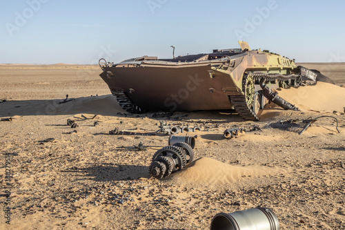 Abandoned military tank in the desert, Chad