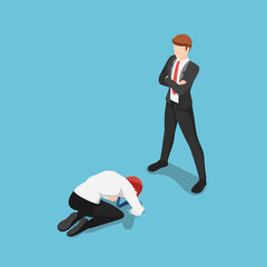 Aufkleber - isometric businessman prostrated in front of business leader