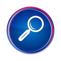 Magnifying glass icon silky blue round button aqua design illustration