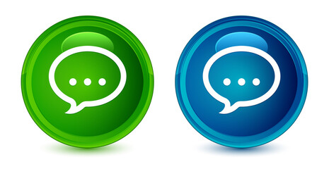 Wall Mural - Talk icon artistic shiny glossy blue and green round button set