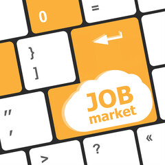 Poster - Job market key on the computer keyboard