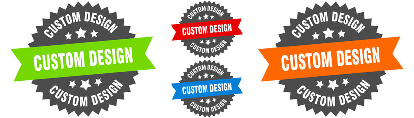 custom design sign. round ribbon label set. Seal