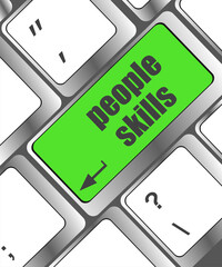 Poster - people skills words, message on enter key of keyboard