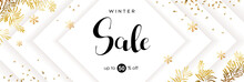 Winter Sale Vector Poster With Discount Text And Snow Elements For Shopping Promotion.
