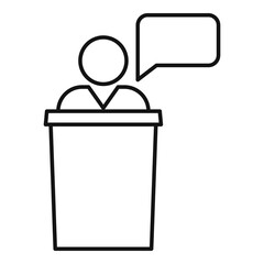 Poster - business training speaker icon. outline business training speaker vector icon for web design isolate