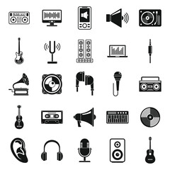 Sticker - Acoustics tools icons set. Simple set of acoustics tools vector icons for web design on white background