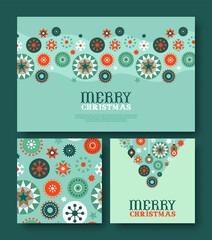 Christmas retro folk ornament greeting card set