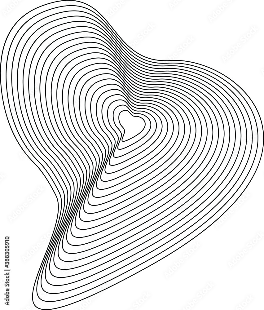 Geometric distortion abstract shapes. deformed sphere of wavy lines ...