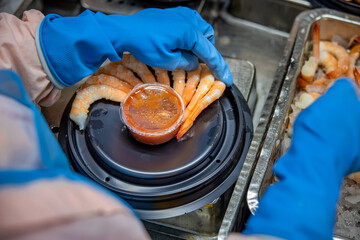 Process shrimp ring at factory in Vietnam