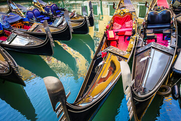 typical old gondola in venice