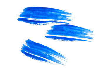 Poster - Many of brush stroke blue watercolor isolated on white background