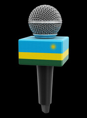 Poster - Microphone and Rwanda flag. Image with clipping path