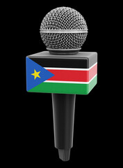 Poster - Microphone and South Sudan flag. Image with clipping path