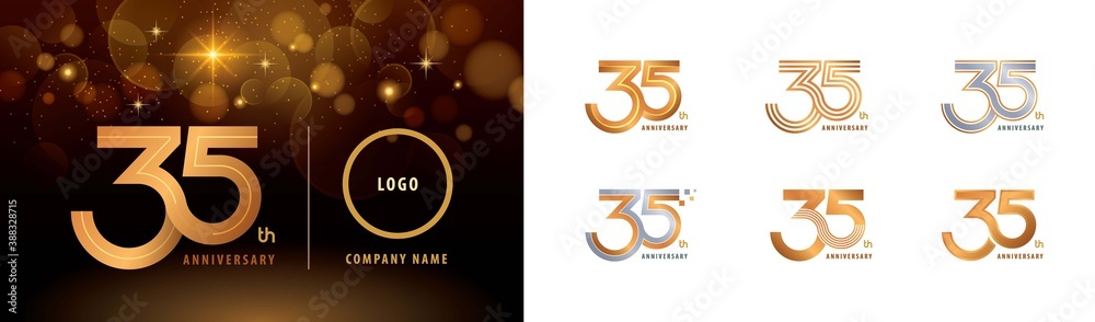 Set of 35th Anniversary logotype design, Thirty five years Celebrate Anniversary Logo - obrazy, fototapety, plakaty 