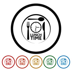 Sticker - Lunch time ring icon, color set