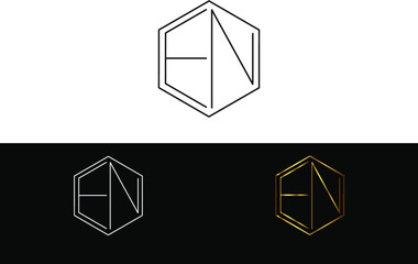 en hexagon shape letter logo design