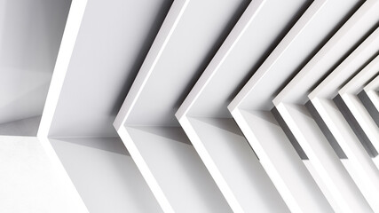 Wall Mural - abstract white architecture background. minimal geometric wallpaper. 3d illustration of white buildi