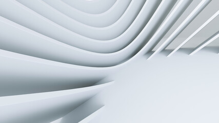 Wall Mural - abstract white architecture background. minimal geometric wave wallpaper. 3d illustration of white c