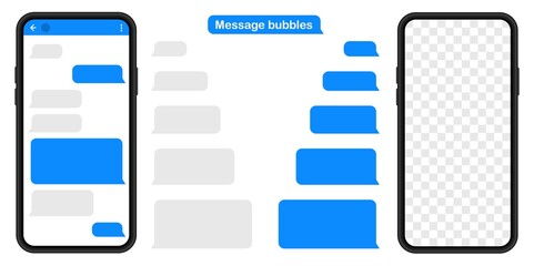 Poster - Message bubbles. SmartPhone chatting sms template bubbles. Social media design concept.Sms template bubbles for compose dialogues. Vector design template of message bubbles.Vector illustration.