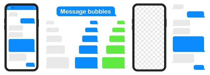 Poster - Message bubbles. SmartPhone chatting sms template bubbles. Social media design concept.Sms template bubbles for compose dialogues. Vector design template of message bubbles.Vector illustration.