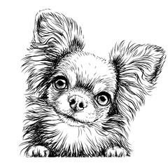 Wall Mural - chihuahua dog. wall sticker. graphic, black-and-white, sketch portrait of a chihuahua dog on a white