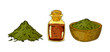 © Kseniia - Set of hand drawn homeopathic and alternative medicine design elements. Dried herbs, mixture bottle, bowl with treatment. Vector illustration in sketch stile