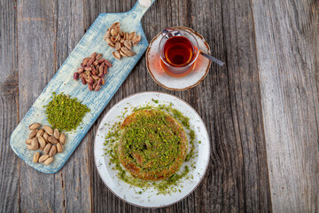 Katmer dessert traditional turkish dessert. Turkish name; Gul Katmeri..