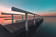 footbridge in the lake, sunset reflection, Zwischenahner Meer 