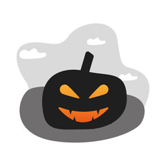 Canvas Print - halloween pumpkin face lantern icon