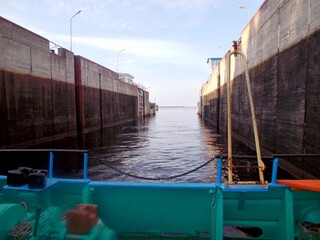 Russia, Karelia, the Belomorcanal, shipping gateways