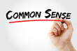 Common sense text with marker background