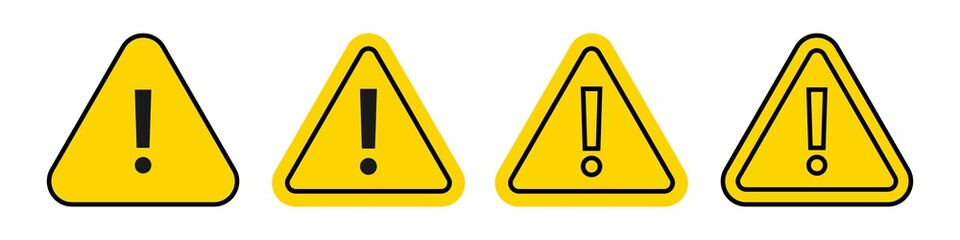 Wall Mural - attention triangle icons set. isolated caution road sign on white background. yellow danger pictogra