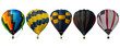 Group hot air balloon on white background.