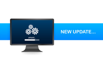 Canvas Print - System software update, data update or synchronize with progress bar on the screen. Vector Illustration