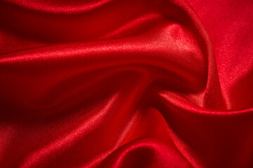 Wall Mural - Valentines Day Background, Valentine Heart Red Silk Fabric, Wedding Love - Image