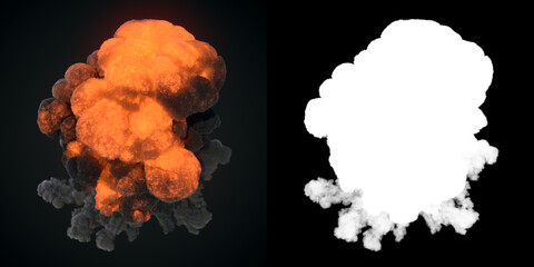 Aufkleber - Hot explosion with dark smoke. Digital illustration with alpha channel 3d render