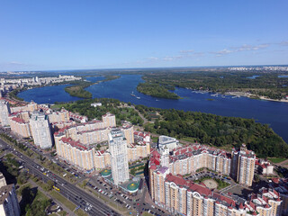 Wall Mural - Panoramic view of Kiev (drone image). 