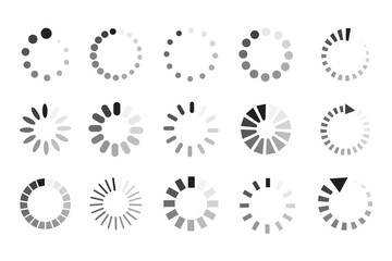 Aufkleber - Vector bootloader icons. Buffering circular signs. Website loading symbol. Illustration of waiting for application download. Stock image. EPS 10.