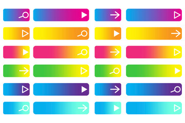 Poster - Rectangular web buttons. Vector multicolored icons for clicking on the site. Bright navigation symbols. Stock image. EPS 10
