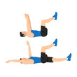 © lioputra - Man doing dead bug exercise. Abdominals exercise. Flat vector illustration isolated on white background.Editable file with layers
