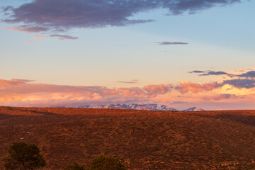 Sunset over mountains in Mesa Verde National Park, Colorado, USA